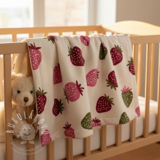 Teplákovina počesaná JOGGING Strawberries ecru