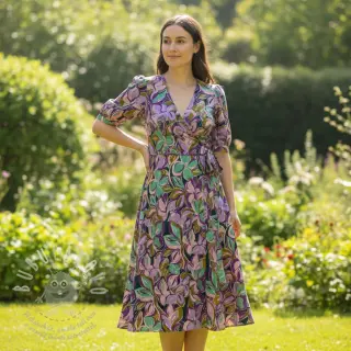 Bavlněná látka VISCOSE Flowers cobalt