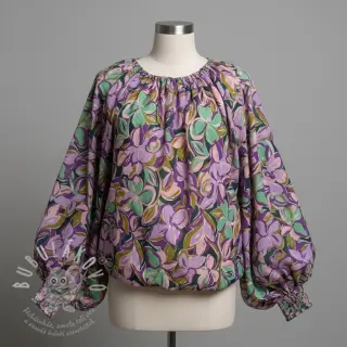 Bavlněná látka VISCOSE Flowers cobalt