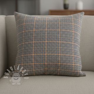 Bavlněná látka YARN DYED BRUSHED Check Mike ecru