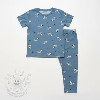 Bavlněná látka FLANNEL Zebras blue
