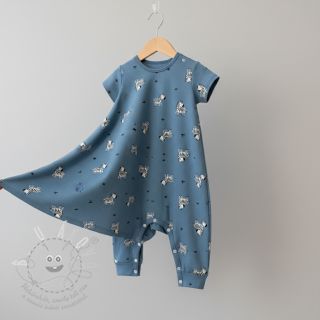 Bavlněná látka FLANNEL Zebras blue