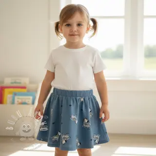 Bavlněná látka FLANNEL Zebras blue