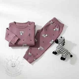 Bavlněná látka FLANNEL Zebras mauve