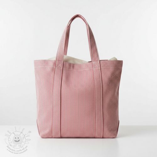 Dekorační látka DOBBY Colored stripe cherry