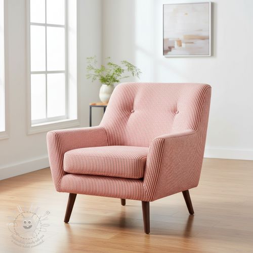 Dekorační látka DOBBY Colored stripe poppy red