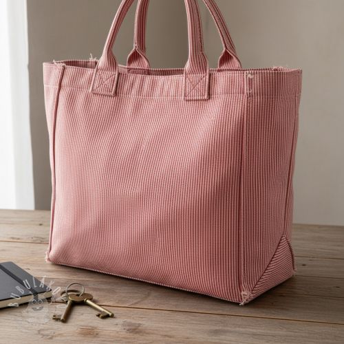 Dekorační látka DOBBY Colored stripe poppy red