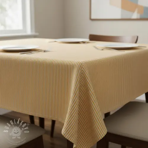 Dekorační látka DOBBY Colored stripe ochre