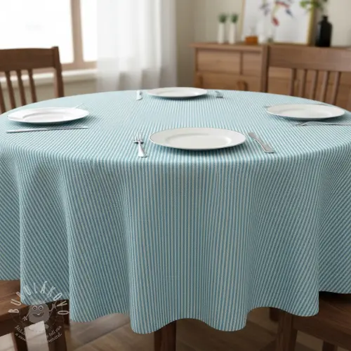 Dekorační látka DOBBY Colored stripe turquoise