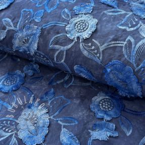 Bavlněná látka TIE DYE EMBROIDERY Flora design B