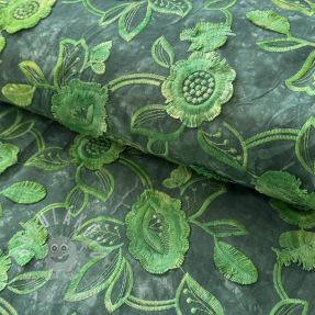 Bavlněná látka TIE DYE EMBROIDERY Flora design A