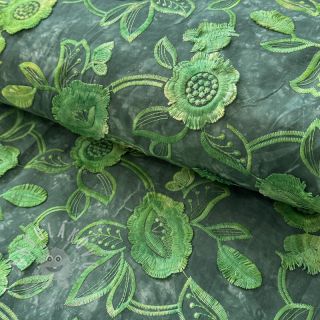 Bavlněná látka TIE DYE EMBROIDERY Flora design A