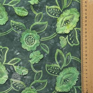 Bavlněná látka TIE DYE EMBROIDERY Flora design A