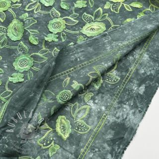 Bavlněná látka TIE DYE EMBROIDERY Flora design A