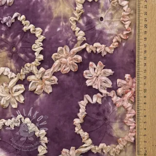 Bavlněná látka TIE DYE EMBROIDERY Eva tape design D