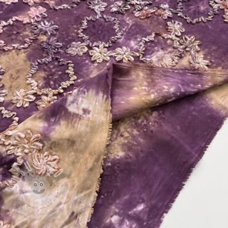 Bavlněná látka TIE DYE EMBROIDERY Eva tape design D