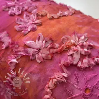 Bavlněná látka TIE DYE EMBROIDERY Eva tape design F