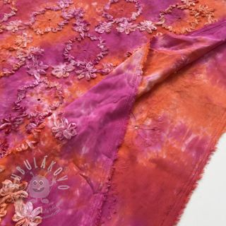 Bavlněná látka TIE DYE EMBROIDERY Eva tape design F