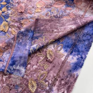 Bavlněná látka TIE DYE EMBROIDERY Flora design C