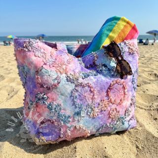 Bavlněná látka TIE DYE EMBROIDERY Eva tape design C