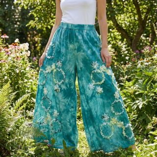 Bavlněná látka TIE DYE EMBROIDERY Eva tape design B