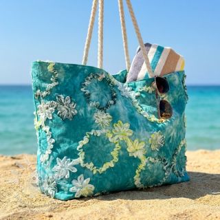 Bavlněná látka TIE DYE EMBROIDERY Eva tape design B