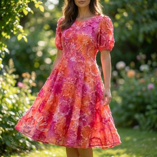 Bavlněná látka TIE DYE EMBROIDERY Eva tape design F