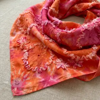 Bavlněná látka TIE DYE EMBROIDERY Eva tape design F