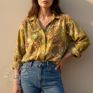 Bavlněná látka TIE DYE EMBROIDERY Eva tape design E