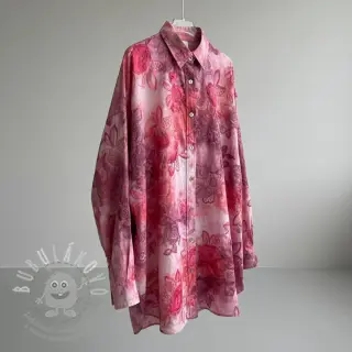 Bavlněná látka TIE DYE EMBROIDERY Flora design D
