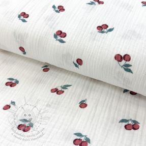 Dvojitá gázovina/mušelín Fruits cherry ORGANIC