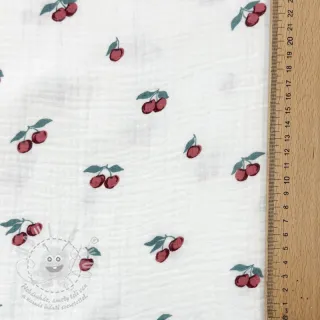 Dvojitá gázovina/mušelín Fruits cherry ORGANIC
