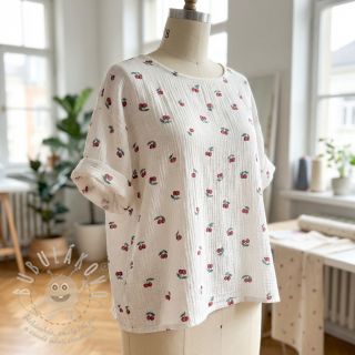 Dvojitá gázovina/mušelín Fruits cherry ORGANIC