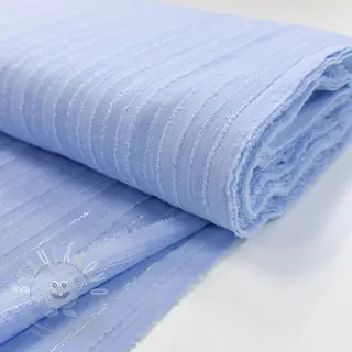 Bavlněná látka VOILE LUREX Stripes light blue
