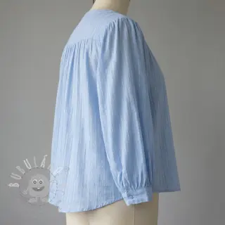 Bavlněná látka VOILE LUREX Stripes light blue