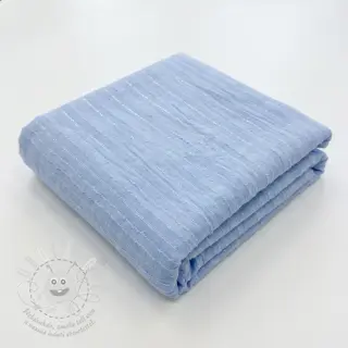 Bavlněná látka VOILE LUREX Stripes light blue