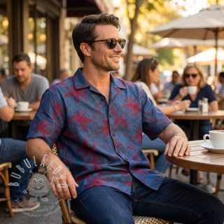 Bavlněná látka JEANS Embroidery Flowers burgundy