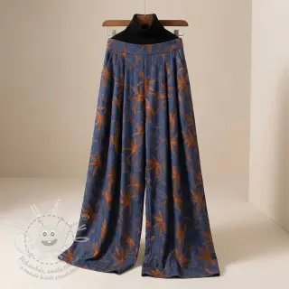 Bavlněná látka JEANS Embroidery Flowers camel