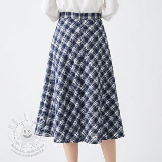 Bavlněná látka YARN DYED BRUSHED Check EMBROIDERY navy