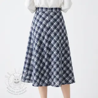 Bavlněná látka YARN DYED BRUSHED Check EMBROIDERY navy