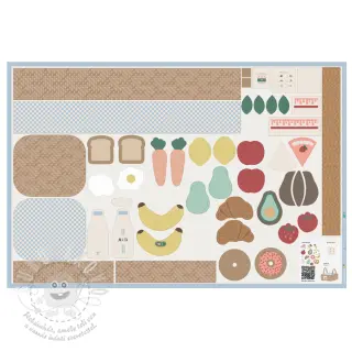 Bavlněná látka Farmers market PANEL digital print