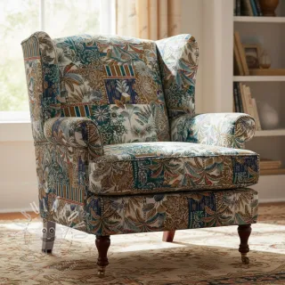 Dekorační látka jacquard Basmati allover bleu