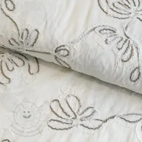 Bavlněná látka EMBROIDERY Loom En Light off white