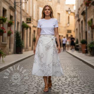 Bavlněná látka EMBROIDERY Loom En Light off white