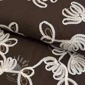 Bavlněná látka EMBROIDERY Loom En Light brown