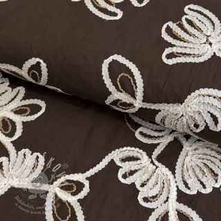 Bavlněná látka EMBROIDERY Loom En Light brown