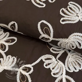 Bavlněná látka EMBROIDERY Loom En Light brown