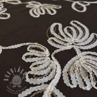 Bavlněná látka EMBROIDERY Loom En Light brown