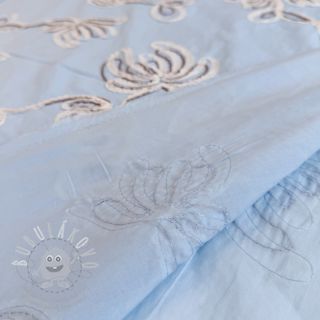 Bavlněná látka EMBROIDERY Loom En Light baby blue