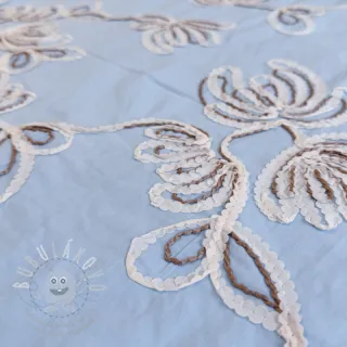 Bavlněná látka EMBROIDERY Loom En Light baby blue